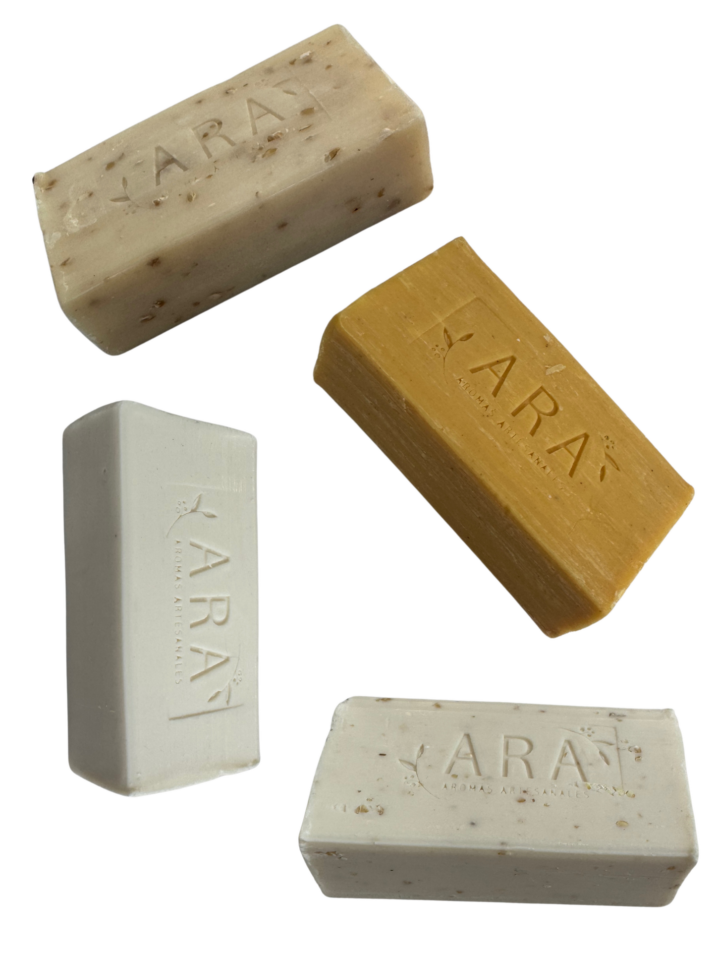 4 Piezas De Jabones Artesanales Ara De Leche, Arroz, Avena y Cúrcuma De 120 Gramos